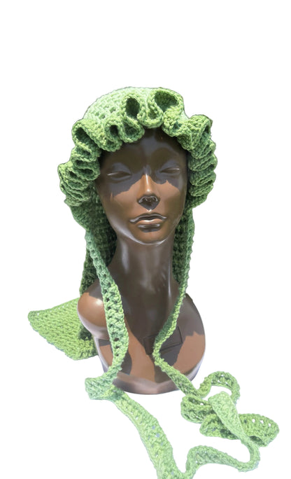 Green Ruffle Du Rag
