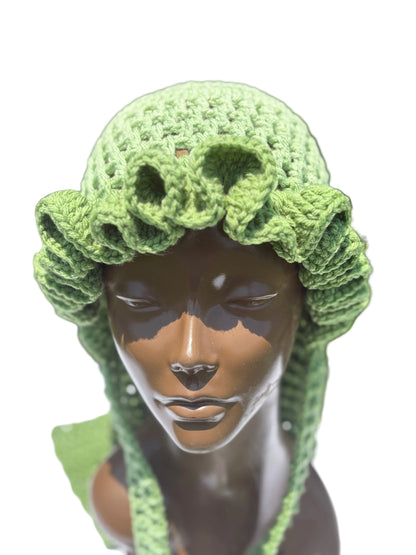 Green Ruffle Du Rag