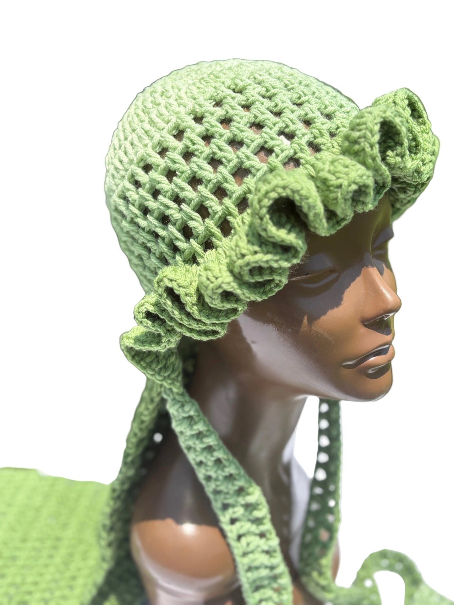 Green Ruffle Du Rag